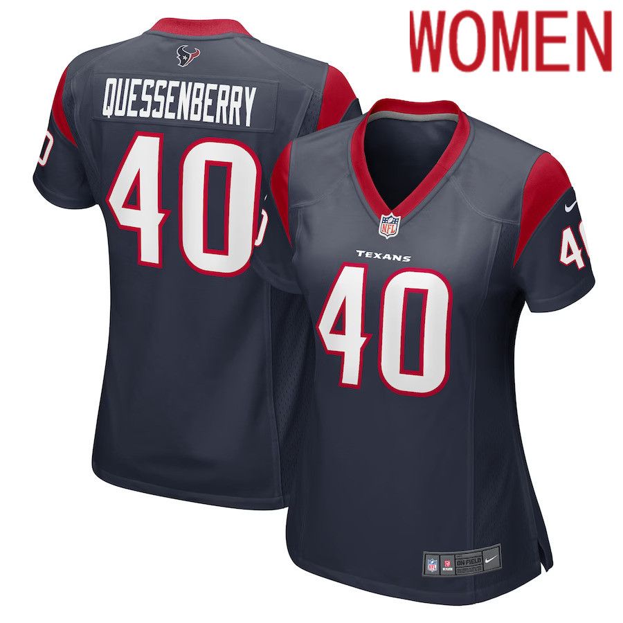 Women Houston Texans #40 Paul Quessenberry Nike Navy Game Player NFL Jersey